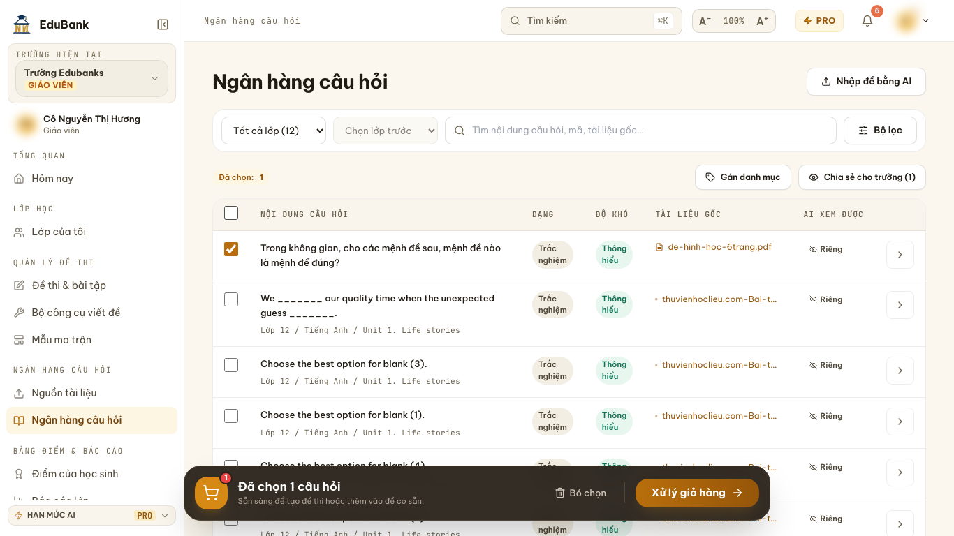 Sửa một câu đã có