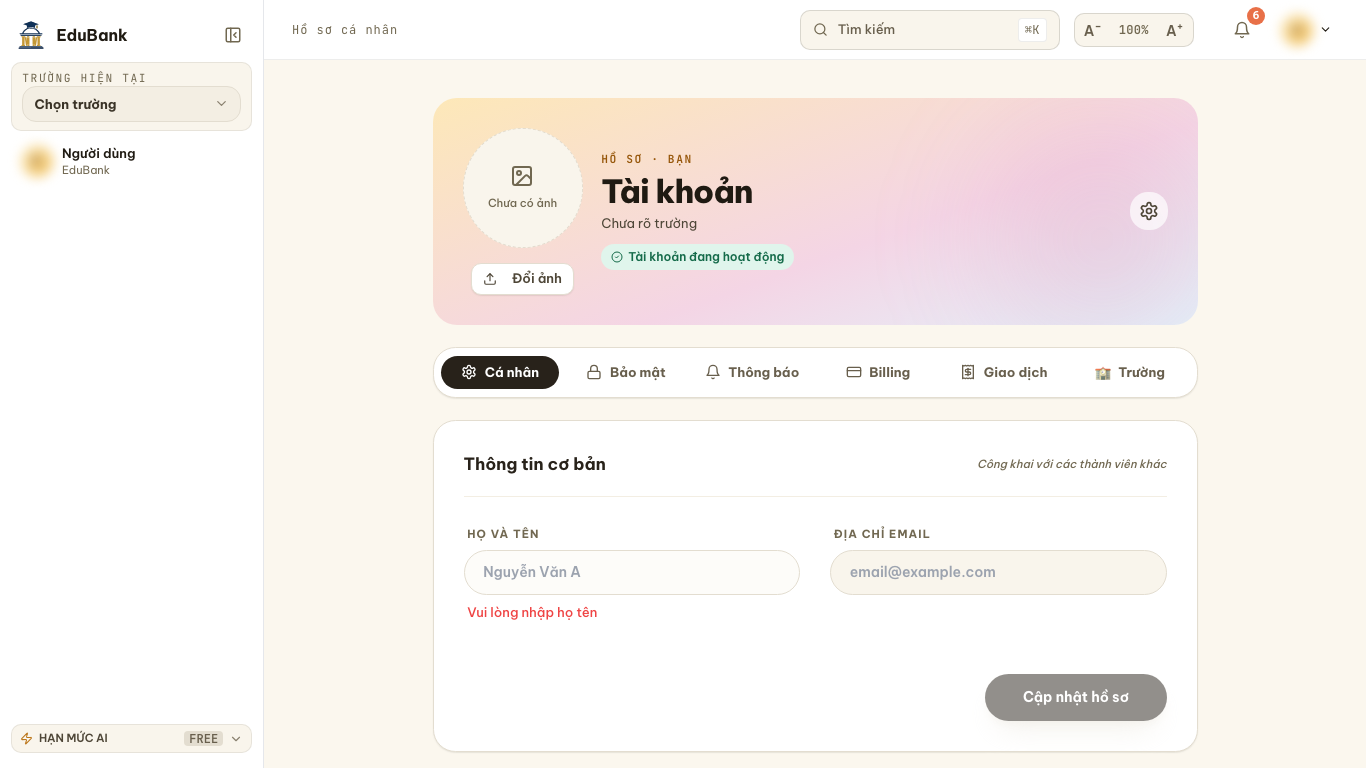 Hồ sơ và mật khẩu