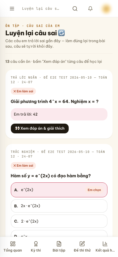 Luyện lại câu sai